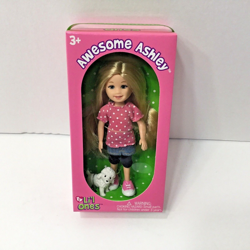 TY Li'l Ones 2009 Awesome Ashley 4 inch Doll & her Poodle Dog NIB
